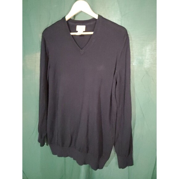 LL Bean XLarge TALL Blue Pullover Long Sleeve Cotton Cashmere Sweater 275552 - Picture 3 of 7